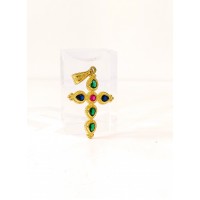 Ασημένιος σταυρός επίχρυσος βυζαντινός με ζιργκόν SCR46 